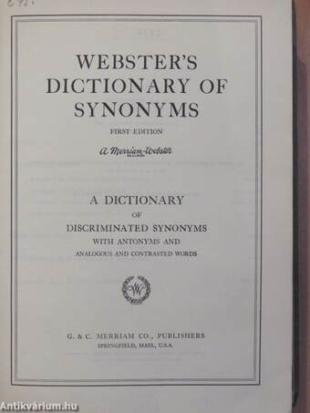 Webster's Dictionary of Synonyms