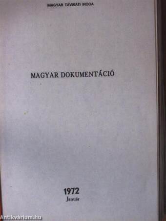 MTI magyar dokumentáció 1972. január-december