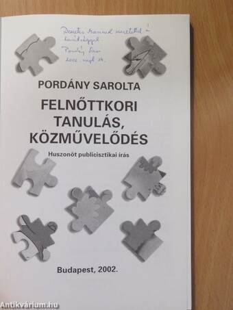 Felnőttkori tanulás, közművelődés (dedikált példány)