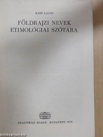 Földrajzi nevek etimológiai szótára