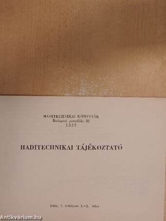 Haditechnikai tájékoztató 1984/1-2.