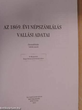 Az 1869. évi népszámlálás vallási adatai