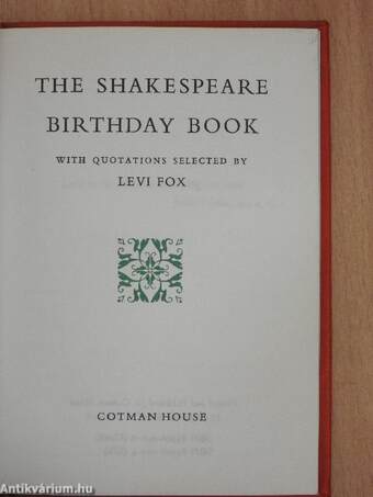 The Shakespeare Birthday Book