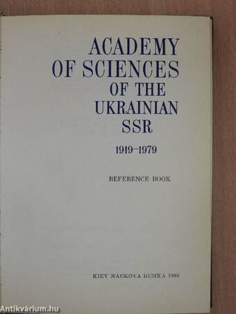 Academy of Sciences of the Ukrainian SSR 1919-1979