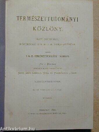 Természettudományi Közlöny 1890. január-december