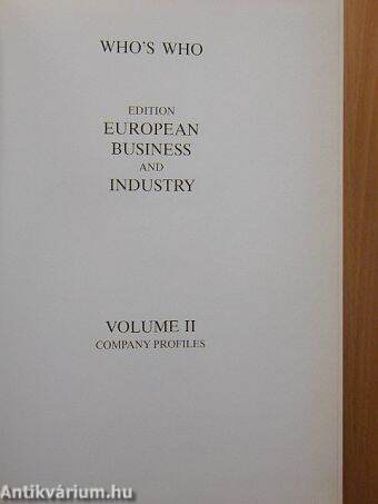 Who's Who European Business and Industry 1988-1989 I-II.