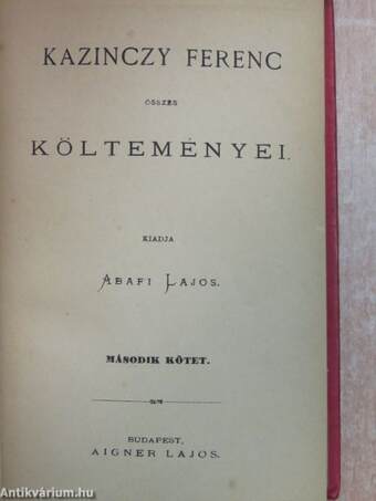 Kazinczy Ferenc összes költeményei II.