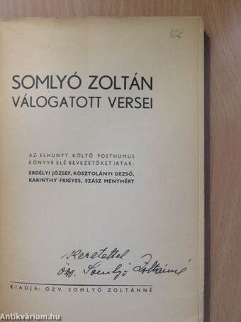 Somlyó Zoltán válogatott versei (dedikált példány)