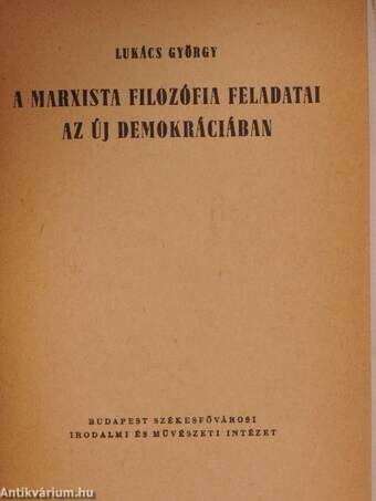 A marxista filozófia feladatai az új demokráciában