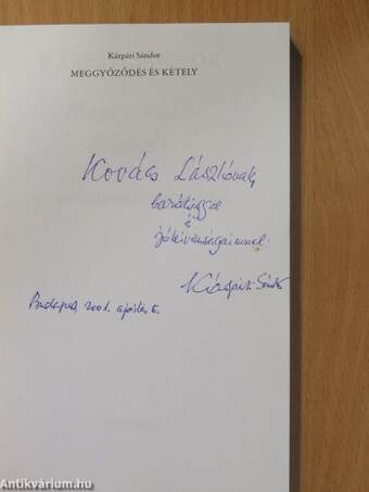 Meggyőződés és kétely (dedikált példány)