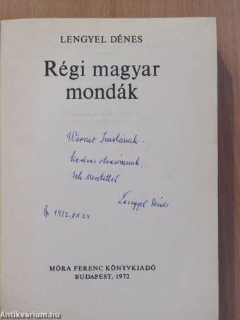 Régi magyar mondák (dedikált példány)