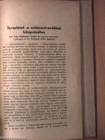 Magyar Nőorvosok Lapja 1938. (nem teljes évfolyam)/Javaslatok a szülésznövendékek kiképzéséhez