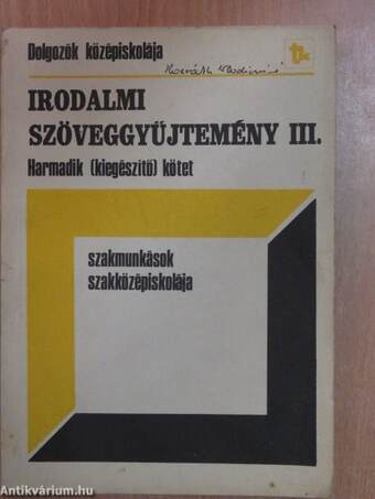 Irodalmi szöveggyűjtemény III.