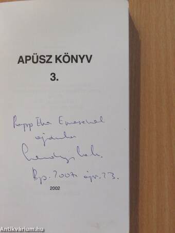 Apüsz könyv 3. (dedikált példány)