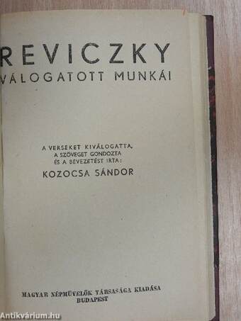 Rontó Pál/Vadrózsák I./Reviczky válogatott munkái