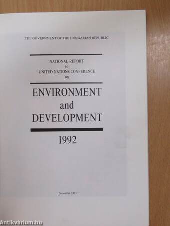 Hungary's National Report to United Nations Conference on Environment and Development 1992