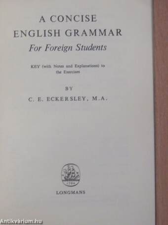 A Concise English Grammar for Foreign Students