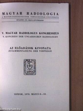 Magyar Radiologia 1970. május különkiadás