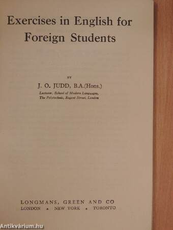 Exercises in English for Foreign Students