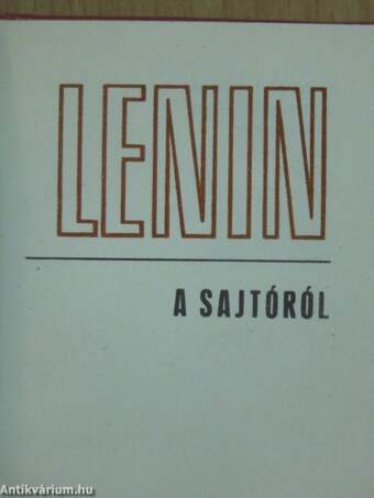 V. I. Lenin a sajtóról (minikönyv) (számozott)/V. I. Lenin a sajtóról (orosz nyelvű) (minikönyv) (számozott)