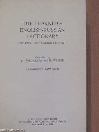 The Learner's English-Russian Dictionary for English-Speaking Students