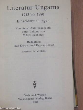 Literatur Ungarns 1945 bis 1980