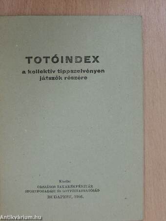 Totóindex a kollektív tippszelvényen játszók részére