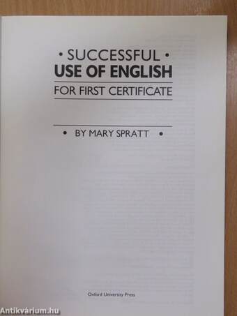 Successful use of English for First Certificate