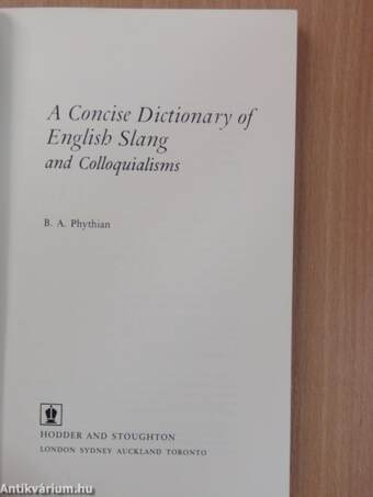 A Concise Dictionary of English Slang and Colloquialisms