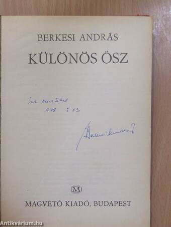 Különös ősz (dedikált példány)