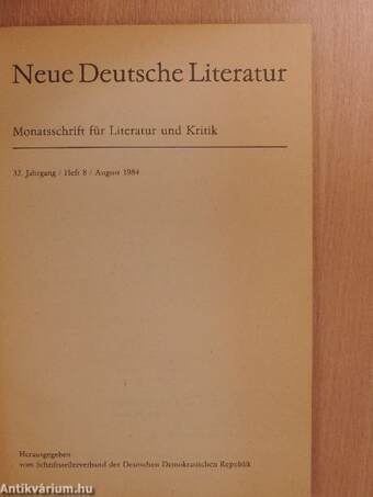 Neue Deutsche Literatur August 1984