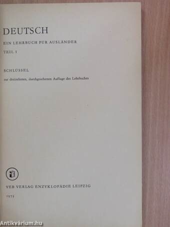 Deutsch - Ein Lehrbuch für Ausländer - Schlüssel 1.