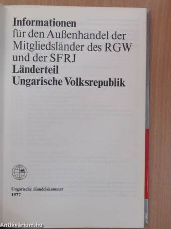 Informationen für den Außenhandel der Mitgliedsländer des RGW und der SFRJ