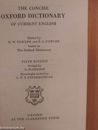 The Concise Oxford Dictionary of Current English