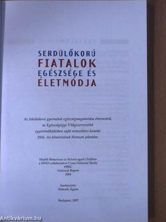 Serdülőkorú fiatalok egészsége és életmódja 2006