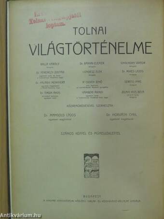 Tolnai Világtörténelme - A legujabb kor története III. (töredék) (rossz állapotú)