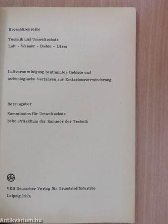 Luftverunreinigung bestimmter Gebiete und technologische Verfahren zur Emissionsverminderung