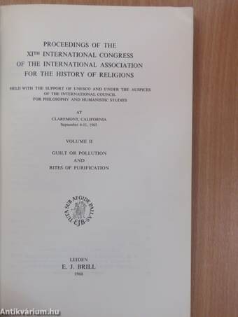 Proceedings of the XIth International Congress of the International Association for the History of Religions II.