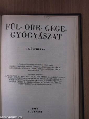 Fül-orr-gégegyógyászat 1968-1969. január-december