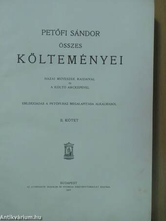 Petőfi Sándor összes költeményei II. (töredék) (rossz állapotú)