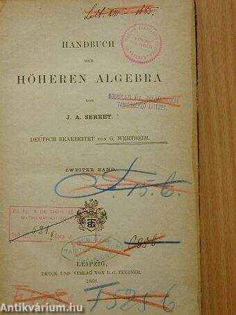 Handbuch Der Höheren Algebra II. (töredék)