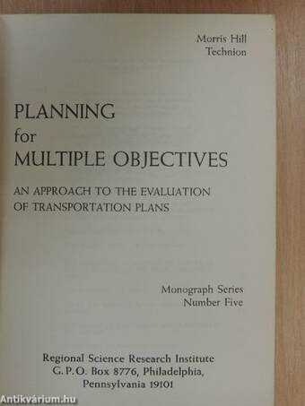 Planning for Multiple Objectives