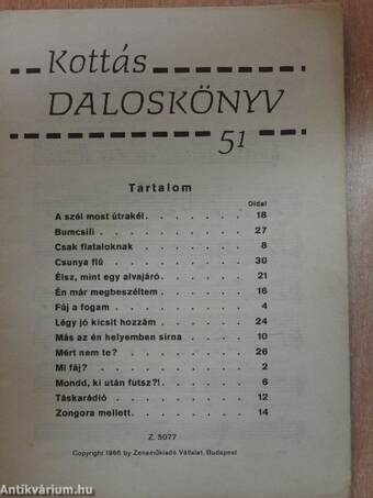 Kottás daloskönyv 51.