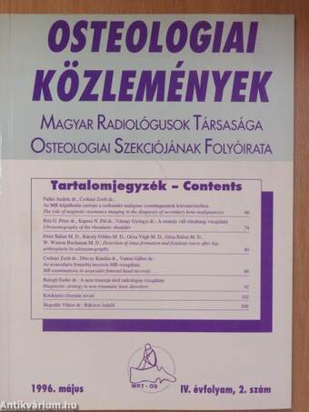 Osteologiai Közlemények 1996. május