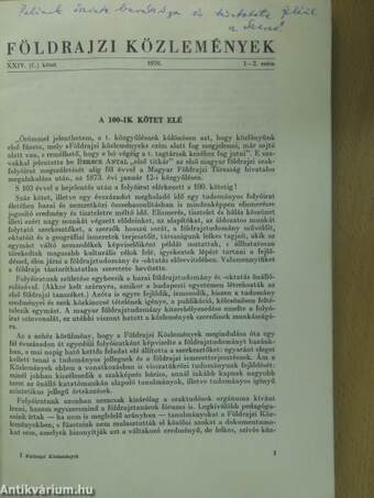 Földrajzi Közlemények 1976/1-2. (dedikált példány)