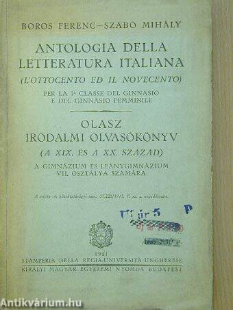 Antologia delle letteratura italiana (L'ottocento ed II. novecento)