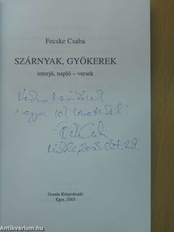 Szárnyak, gyökerek (dedikált példány)