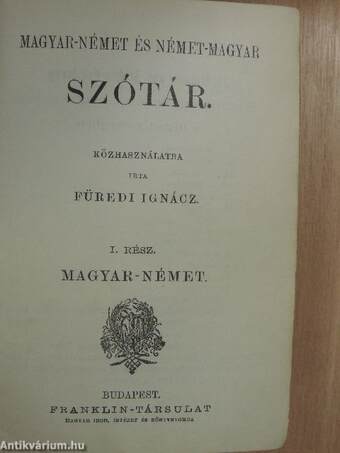 Magyar-német és német-magyar szótár I-II. (gótbetűs)