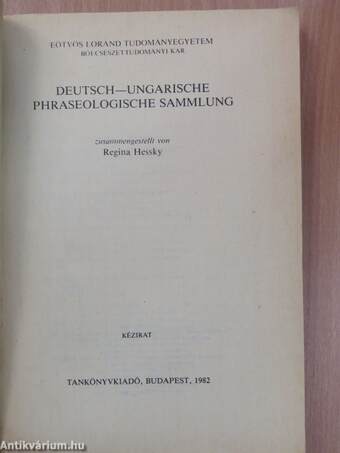 Deutsch-Ungarische phraseologische sammlung