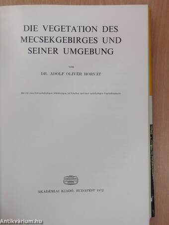 Die Vegetation des Mecsekgebirges und seiner Umgebung